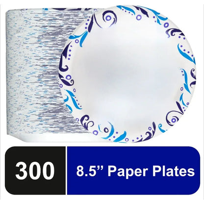 300 Everyday 8.5" Disposable Paper Plates for Party Parties