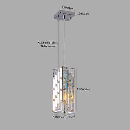 Modern Crystal Pendant Light - 3 Pack, Adjustable Hanging Ceiling Lamp with Crystal Prism Design -Chrome Finish