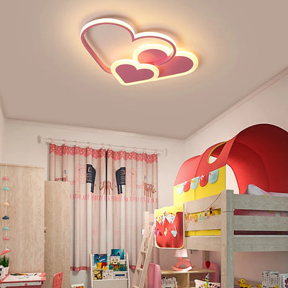 Ceiling Light with Remote Control – Pink Heart Design, Energy-Saving LED, Eye Protection, for Bedroom, Living Room, and Weddings