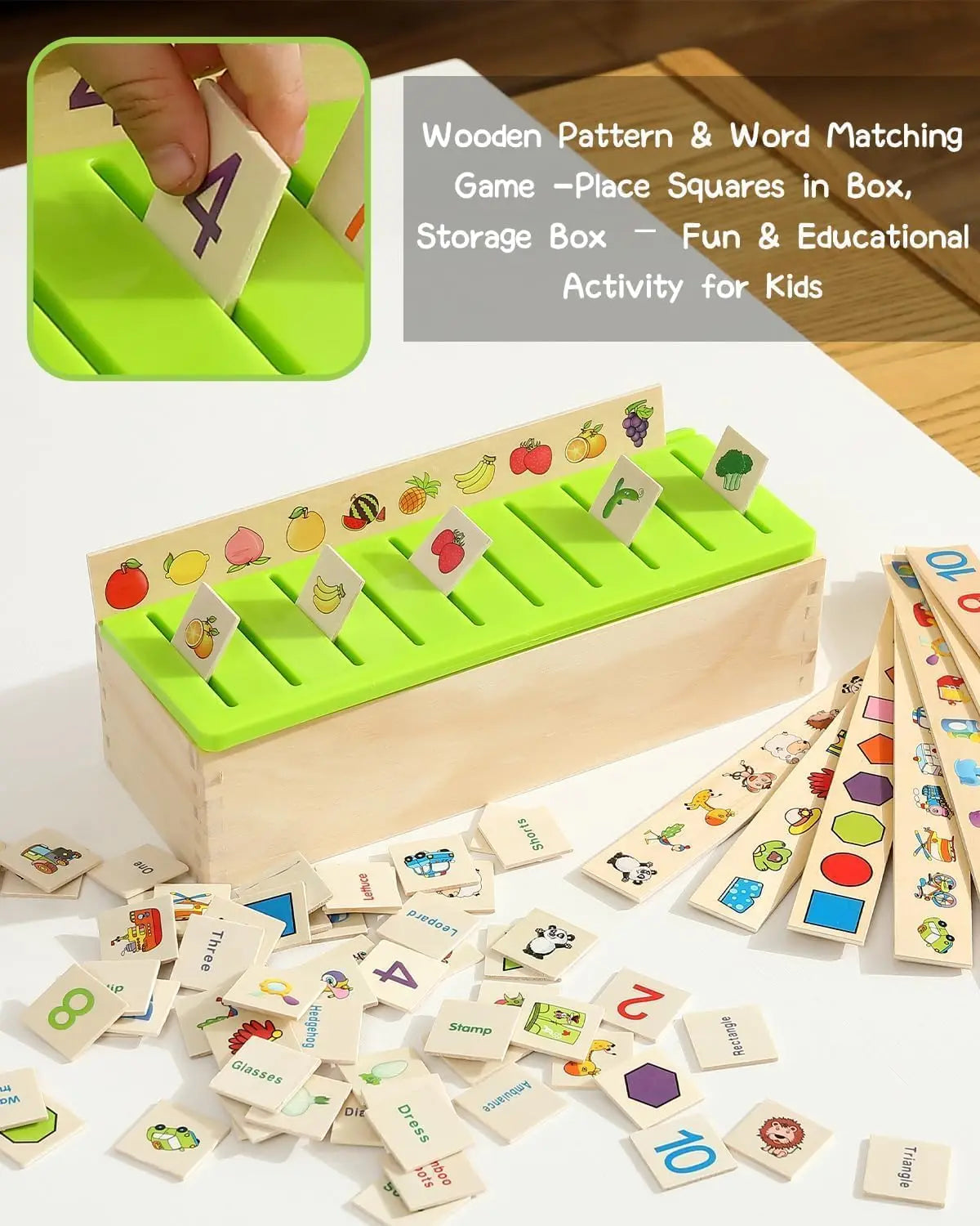 Wooden Montessori Sorting Toys, Educational Early Learning Activities Box for Category Objects Picture Matching, Preschool Kinde