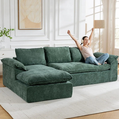 118" Cloud Couch Sectional,Boneless Couches for Living Room,Chenille Memory Foam Couch,Modular Sectional Sofa with, Customized
