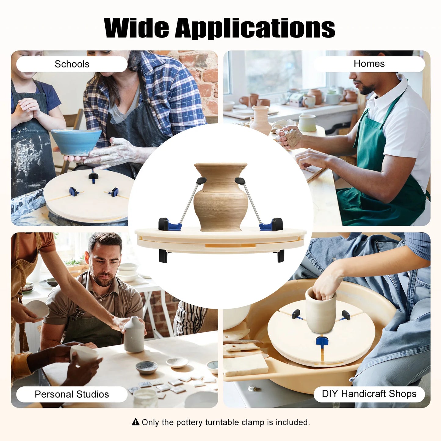 Pottery Turntable Clamp Portable Ceramic Trim Holder ABS Pottery Machine Giffin Grip Centering Clamp for Beginners Professionals
