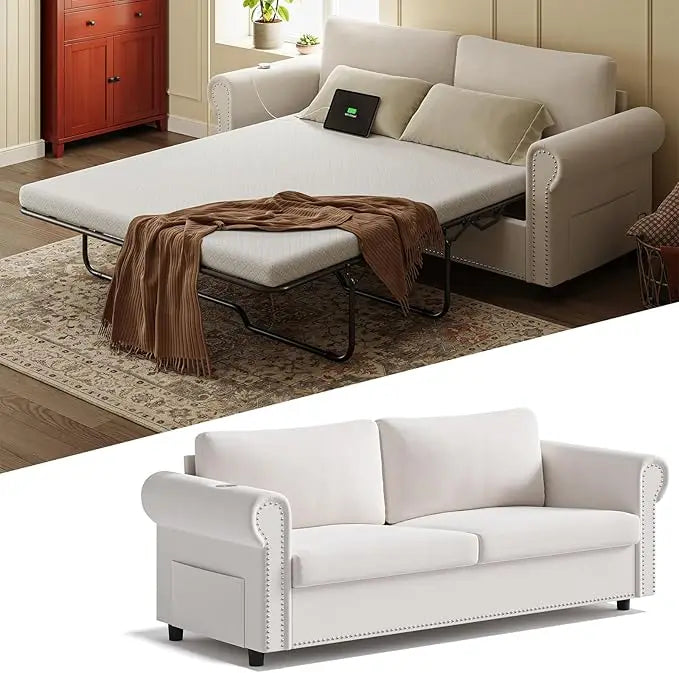 Queen Pull Out Sofa Bed | 83" Large Sleeper Sofa with Queen Size Mattress | 2-in-1 Convertible Loveseat Sofa-Bed with,Customized