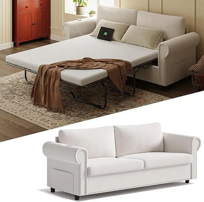 Queen Pull Out Sofa Bed | 83" Large Sleeper Sofa with Queen Size Mattress | 2-in-1 Convertible Loveseat Sofa-Bed with,Customized