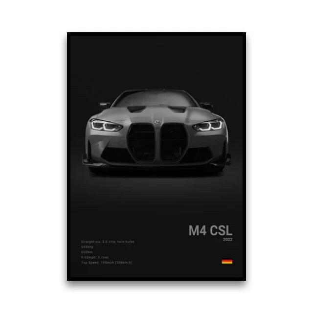 2-A1 Famous Cars G80 M3C Canvas Wall Art Print Poster E30 M3 Z8 Decorative Mural Modern Home Decor Birthday Gift Unframed