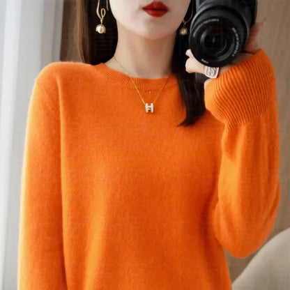 Autumn And Winter Cashmere Sweater Women's Crew Neck Pullover Casual Knitted Top Women's Short Undercoat Fashion 18 Colors