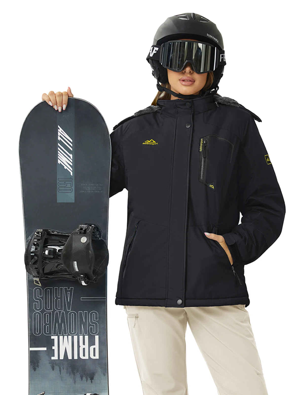 Womens Ski Jacket Waterproof Insulated Snow Jacket Warm Windproof Winter Coats with Hood Fleece Lined Jacket