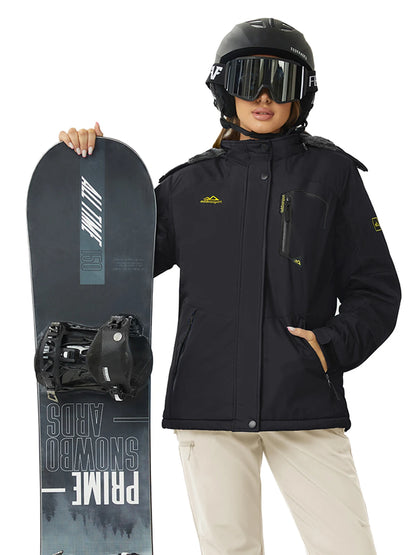 Womens Ski Jacket Waterproof Insulated Snow Jacket Warm Windproof Winter Coats with Hood Fleece Lined Jacket