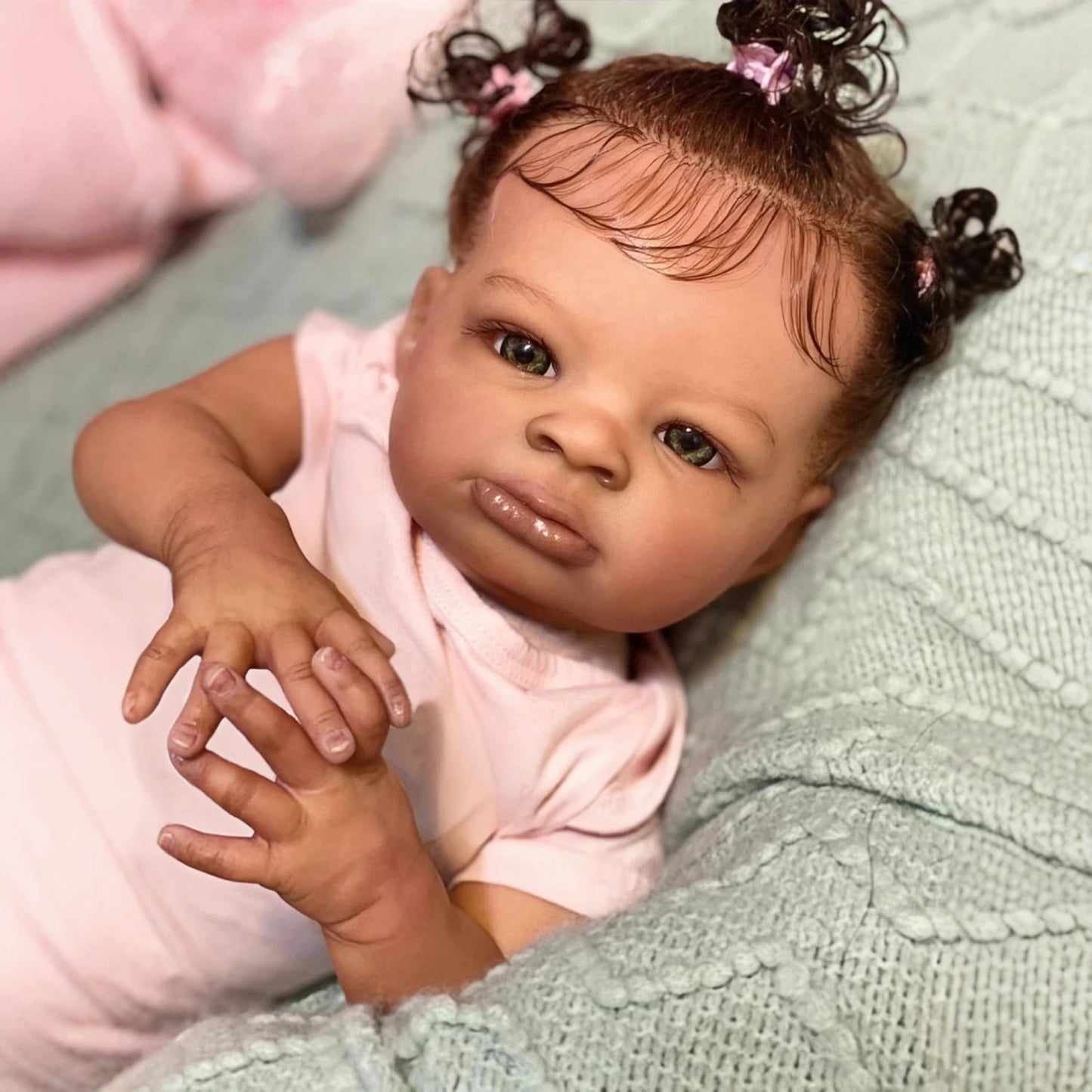 Risbecko 20 Inch Lifelike Black Reborn Baby Doll - African American Soft Cloth Body Doll - Birthday Gift/Christmas Gift