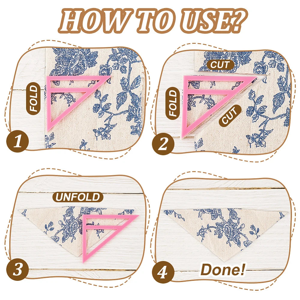 6Pcs Dog Bandana Sewing Template Set Small Reversible Triangle Sewing Quilting Acrylic Quilting Template Stencil for Small Dogs