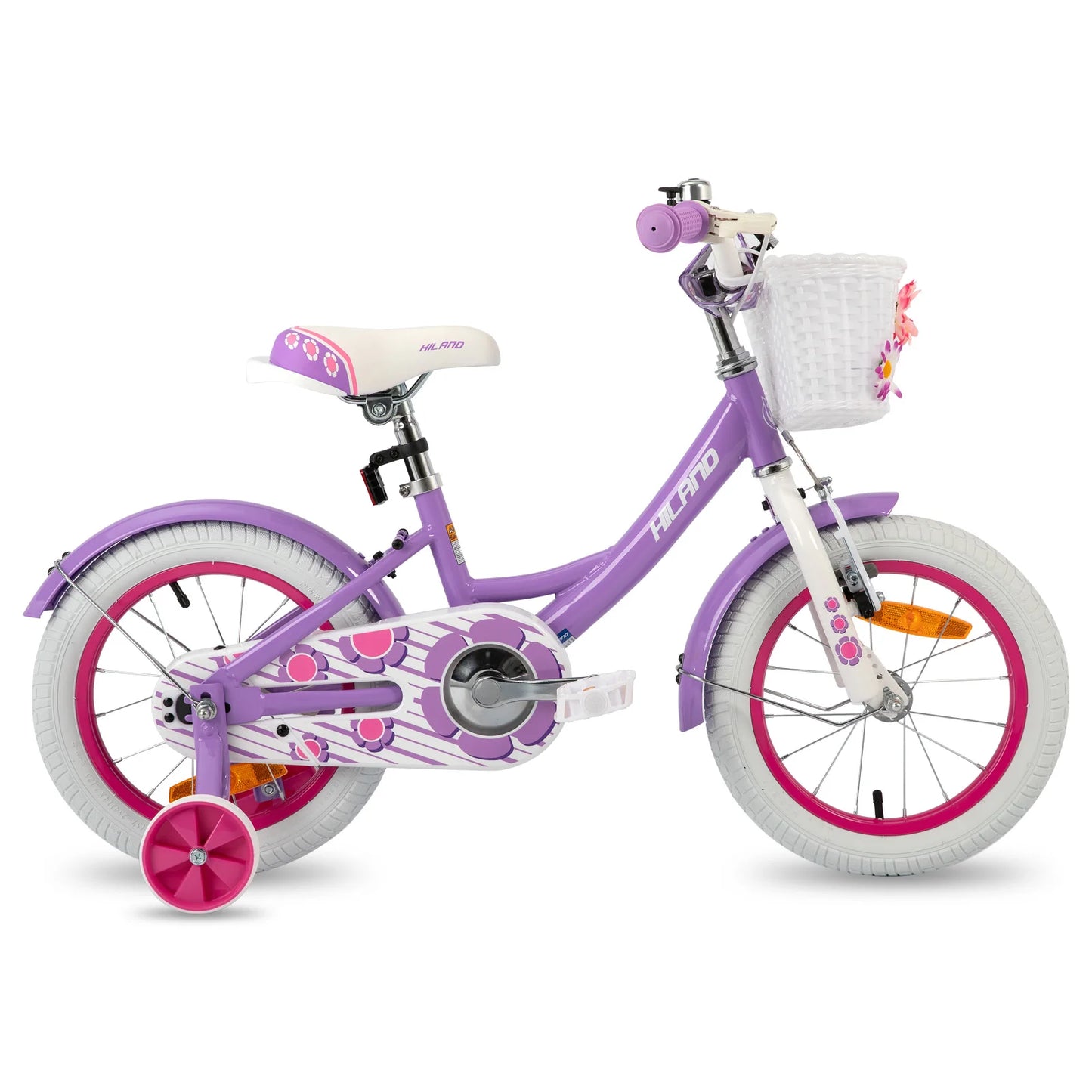 Hiland 12/14/16 Inch Children's Bicycle, 3-7 Years Girls Bicycle with Basket Stabilisers, Various Colours