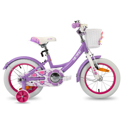 Hiland 12/14/16 Inch Children's Bicycle, 3-7 Years Girls Bicycle with Basket Stabilisers, Various Colours