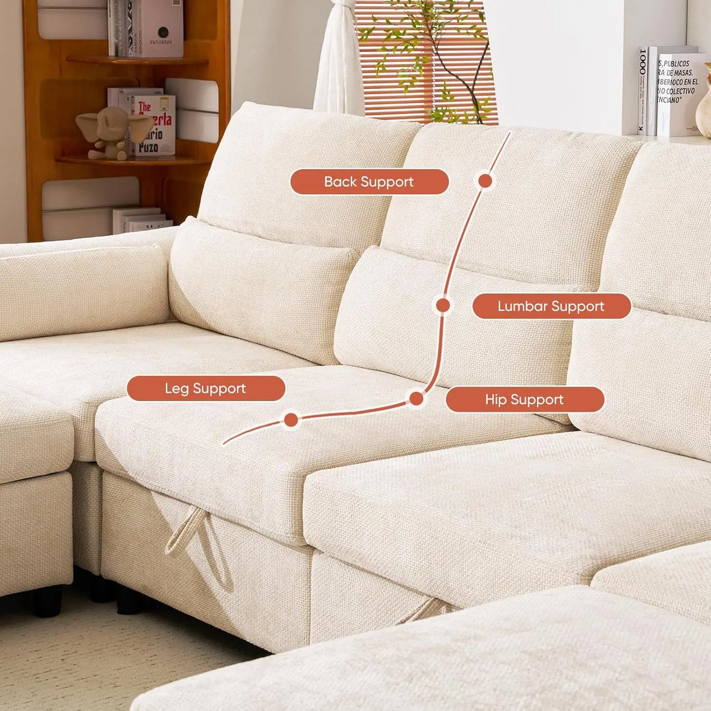 103" Modular Sectional Sofa, L Shaped Modular Sofa with Storage, Comfy Cloud Couch with Movable Ottoman,Deep Seat, Customized