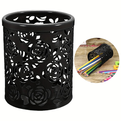 1pc Rose Flower Pen Holder, Durable, Wear-Resistant Desk Organizer for Students, Teachers, and Office Supplies, Stationery Rack