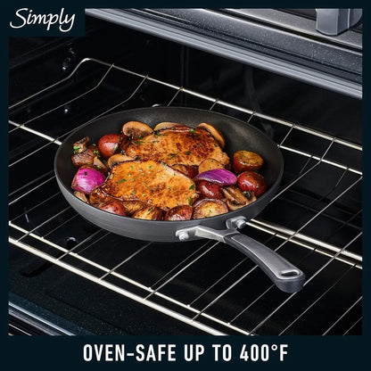 Calphalon 10-Piece Non-Stick Cookware Set with Black Pots and Pans, Stainless Steel Cool-Touch Handles, and Hard-Anodized Alumin