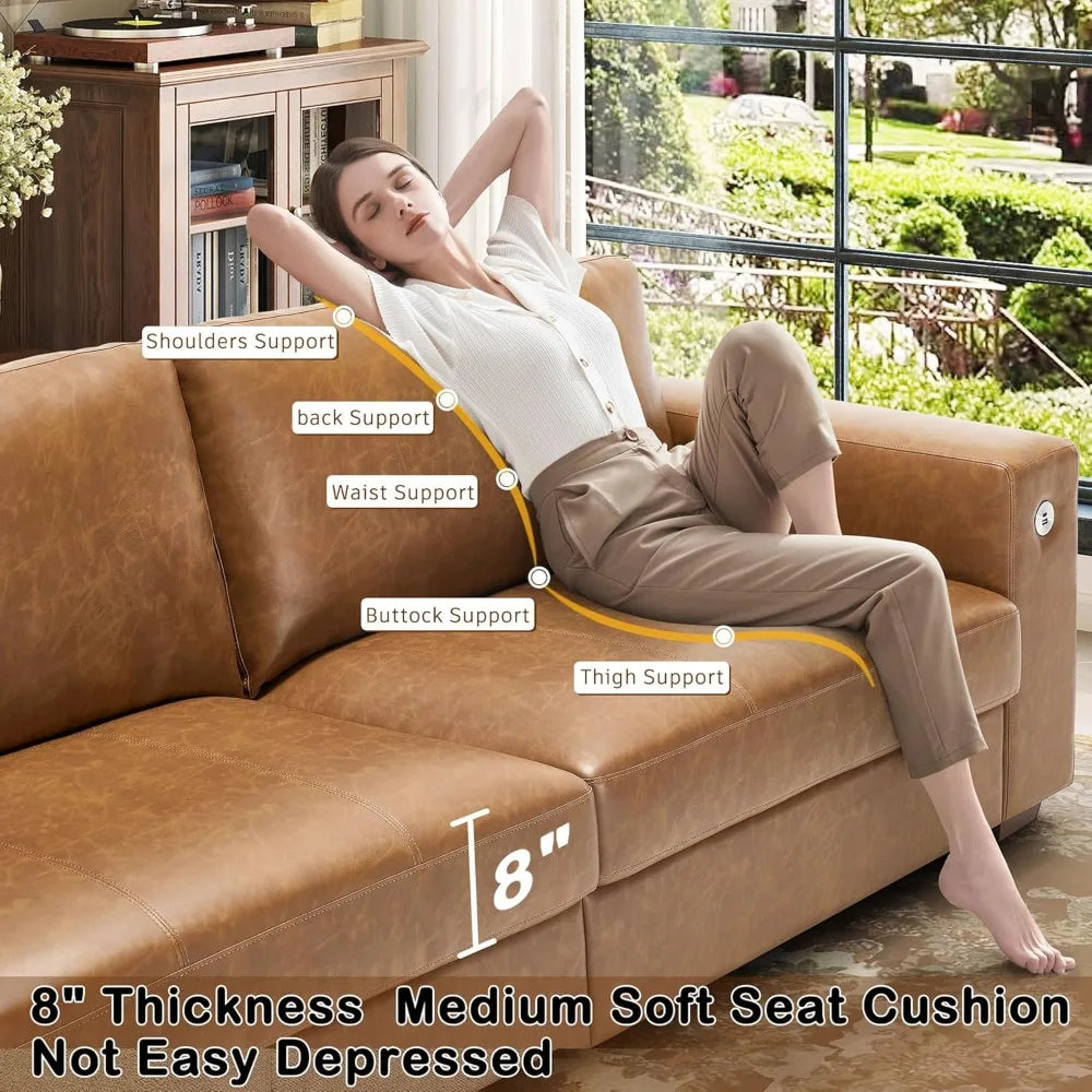 89" Sofa for Living Room, Modern Comfy Sofa with Medium Firm Seat Cushion, Removable Cover,Wide Armrest,USB/Type-C Port