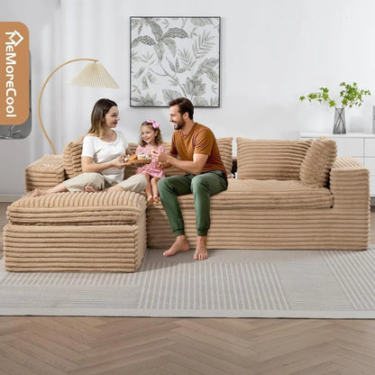 Cloud Modular Sectional Sofa L-Shape Chaise No Assembly, Comfy Boneless Couch for Living Room, Soft Plush 107 in