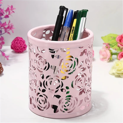 1pc Rose Flower Pen Holder, Durable, Wear-Resistant Desk Organizer for Students, Teachers, and Office Supplies, Stationery Rack