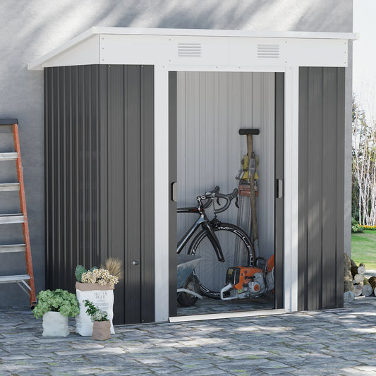 6' X 4' Metal Outdoor Storage Tool Garden Shed W/ 2 Air Vents for Backyard
