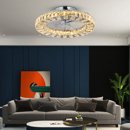 VETRULUS Led Ceiling Fan Lamp With Remote Control Living Room Lighting Crystal Chandeliers Decoration Home Luxury Hanging Light