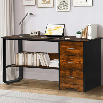 White Desk with 3 Drawers, 47 Inch Computer Desk with Drawers & Storage File Cabinet for Bedroom, Small Home Office Desk with