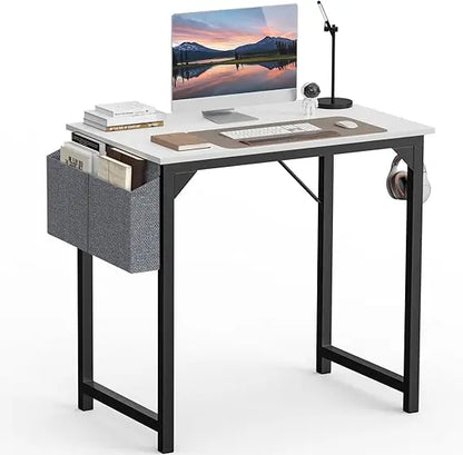 Computer Office Desk, 48 Inch Writing Work Study PC Wood Modern Desk with Storage Bag & Headphone Hook Simple Bedroom for 2 Per