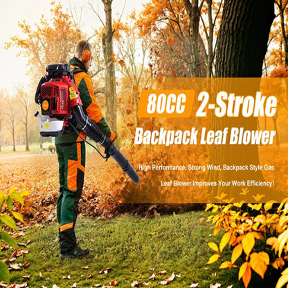 1Set 2-Stroke Engine Snow Blower 900CFM Air Volume 2.3L Tank Leaf Blower Strong Wind Force 80CC Gas Powered Backpack Snow Blower