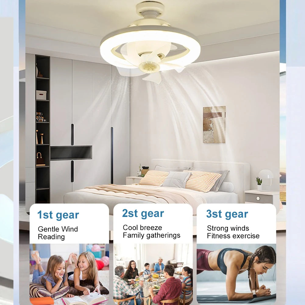 Modern Ceiling Fan with LED Light Remote Control Silent Ceiling Fan for Bedroom Living Room Kitchen