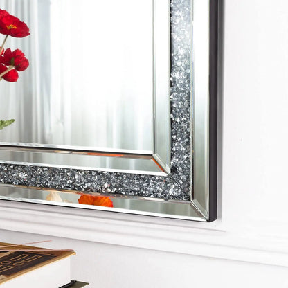Large Decor Mirrors Rectangle Venetian Wall Mirrors Polished Crush Crystal Diamond Edge 120x60x2.5cm for Living Room Hallway