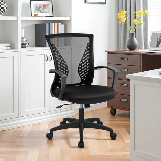 Office Chair Mesh Chair Ergonomic Computer Desk Chair Mid Back Swivel Lumbar Support with Armrest
