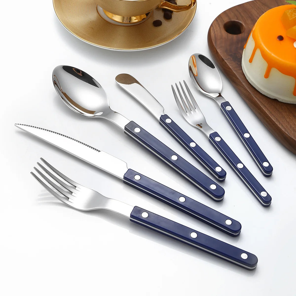 Fashion New Colorful Handle 304 Cutlery Set  Stainless Steel Creativity Gift Flatware Knife Fork Spoon dinnerware set