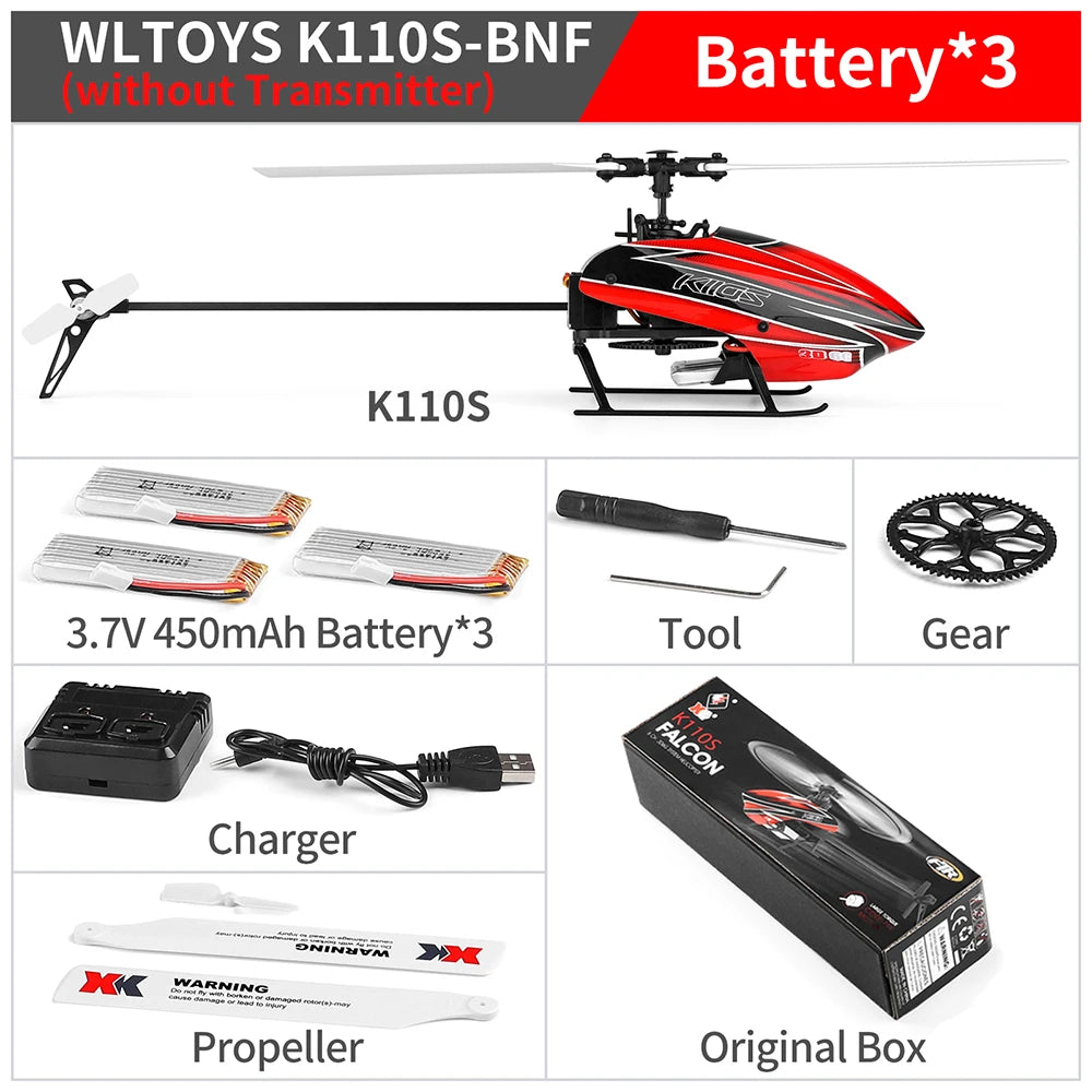 Wltoys XK K110S 6CH 3D 6G System Remote Control Toy Brushless Motor 2.4G RC Helicopter BNF/RTF Compatible With FUTABA S-FHSS
