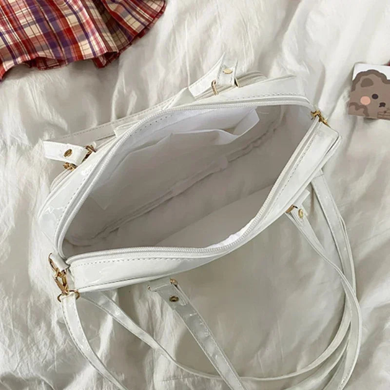 Transparent Japanese Cute Patent Leather Itabag Fashion Girls  Student JK Shoulder Bag Personality Crossbody Bag Ita Bag Сумка