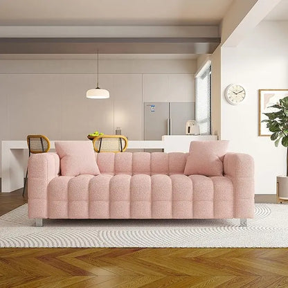 87.4'' Modern 3-Seater Sofa Bubble Couch | Premium Teddy Velvet Deep Seat Sofa | Fluffy Loveseat Sofa for Cozy,Customized