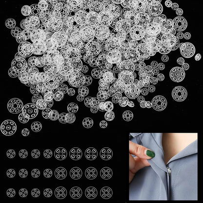 90Sets Plastic Sew-on Snap Buttons Invisible Snap Fasteners Buttons Round Clear Press Button for Sewing Clothing DIY Craft