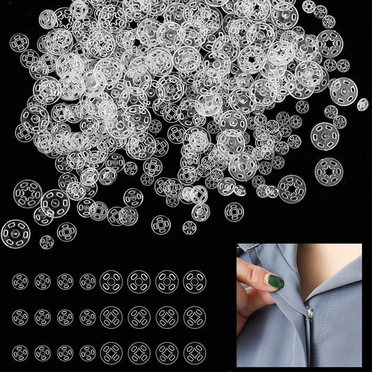 90Sets Plastic Sew-on Snap Buttons Invisible Snap Fasteners Buttons Round Clear Press Button for Sewing Clothing DIY Craft