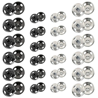 10/50Set 10-21mm Metal Sew-on Snap Buttons Black Silver Color DIY Sewing Clothing Snap Fastener Buttons Craft Press Studs Button
