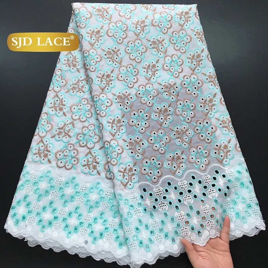 SJD LACE Austria African Cotton Lace Fabrics 2025 High Quality Nigerian Swiss Voile Lace for Sewing Women Wedding Dress DIY 4369