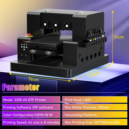 US Poland Stock A3 A4 UV DTF Printing Machine Directly To Film UV DTF Printer A3 For Phone Case Glass Acrylic Cylinder UV Print
