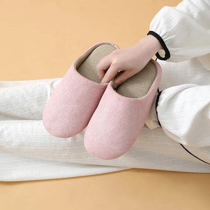 Unisex Japanese Style Mute Indoor Slippers Lightweight Super Soft Home Cotton Shoes Woman Autumn Winter Comfort House Slippers