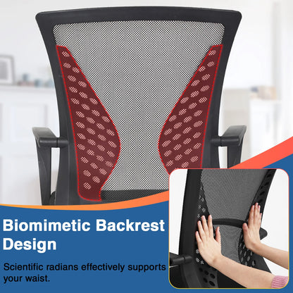 Office Chair Mesh Chair Ergonomic Computer Desk Chair Mid Back Swivel Lumbar Support with Armrest
