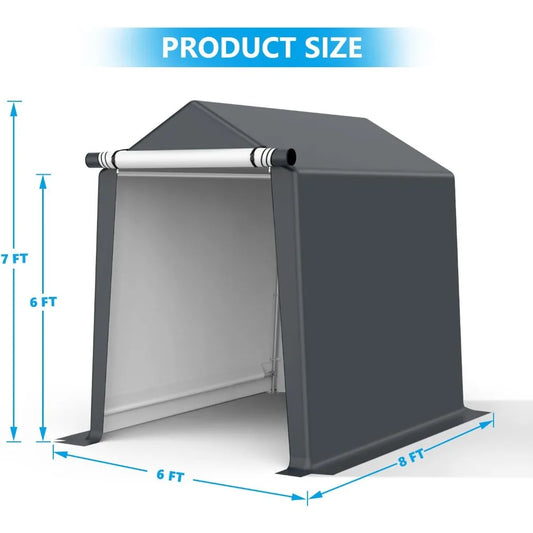Outdoor Storage Shelter Carport,Portable Shelter Heavy Duty Storage Shed Carport with Roll-up Zipper Door for Bike,Motorcycle