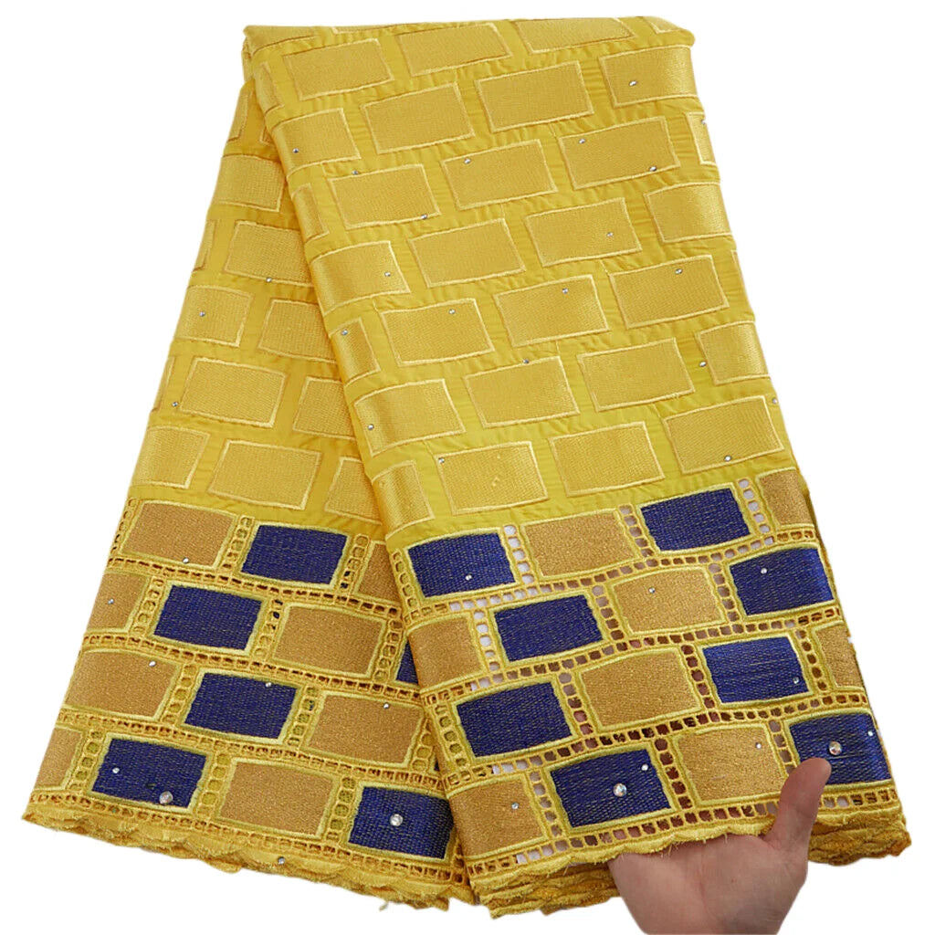 2025 Nigerian Embroidered Cotton Lace Fabric High Quality 5 Yards African Lace Fabric Swiss Voile Lace Wedding Dress for Women