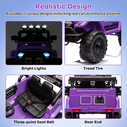 Kids Electric Ride-on SUV Toys with 2.4g Remote Control MP3 Bluetooth USB Front & Back Lights Sound Steering Wheel for 3-6 Years