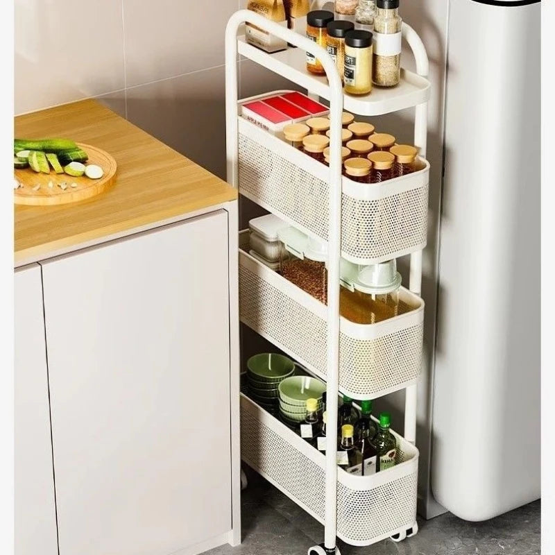 Multi-layer Narrow Gap Storage Rack for Bathroom, Balcony, and Snacks - Ultra-thin Mobile Storage Cart