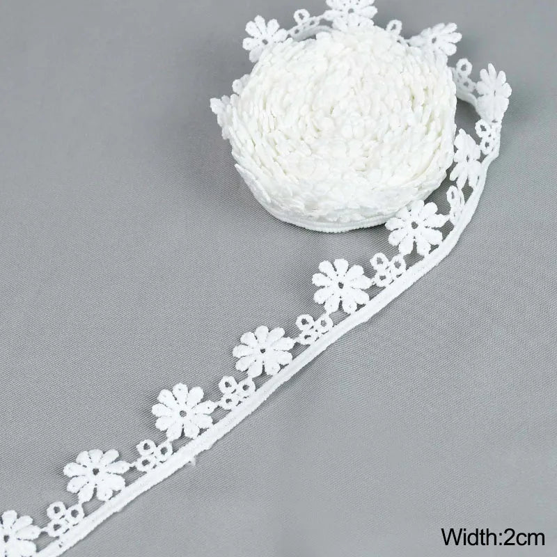 5Yard/rol White Lace Ribbon Tape Fabric Wedding Decoration Gift Wrapping Embroidered Lace Trim DIY Clothes Sewing Craft Supplies