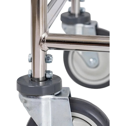 Heavy-Duty 2.5 Bushel Steel Laundry Cart with Chrome Finish for Commercial Use