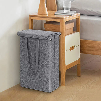 Dirty Clothes Hamper with Lid Collapsible Cotton-Like Linen Laundry Hamper for Home Bathroom or Travel Local Delivery