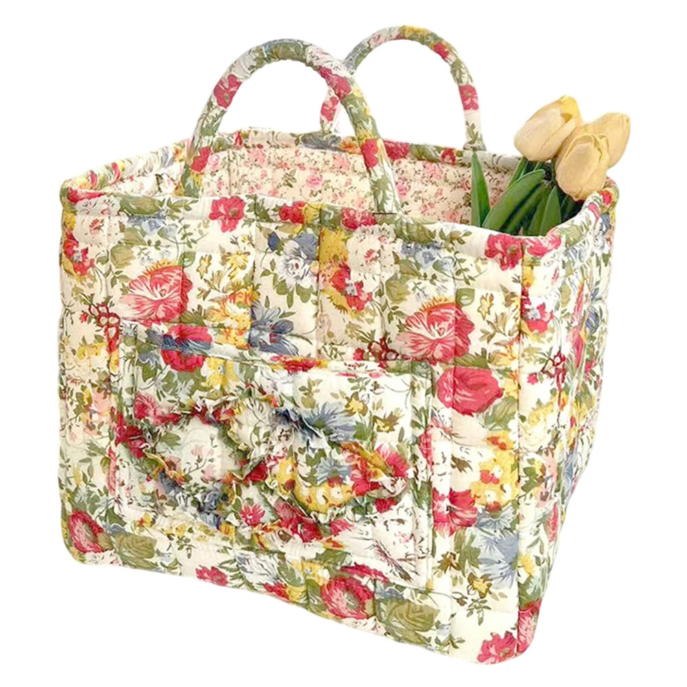 Boho Fabric Storage Basket Portable Quilted Laundry Hampers Collapsible Dirty Clothes Laundry Baskets Bathroom Storage Organizer