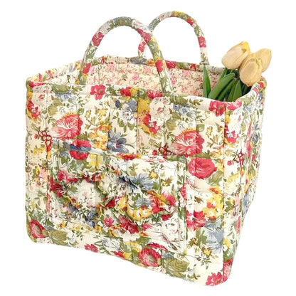 Boho Fabric Storage Basket Portable Quilted Laundry Hampers Collapsible Dirty Clothes Laundry Baskets Bathroom Storage Organizer
